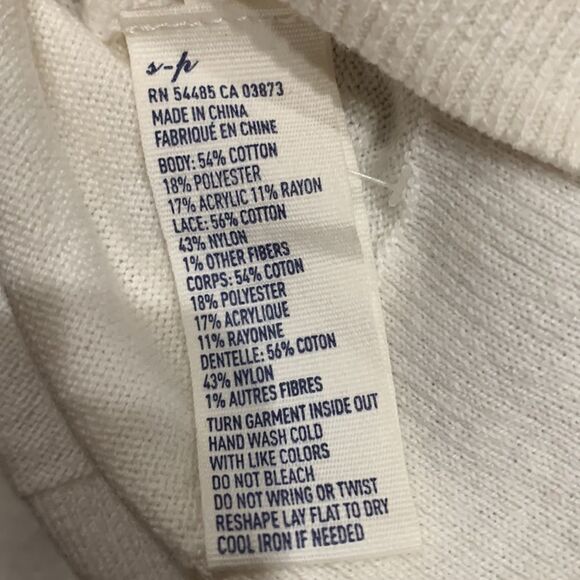 American Eagle  Cream Lace Inset Cardigan - Picture 11 of 11